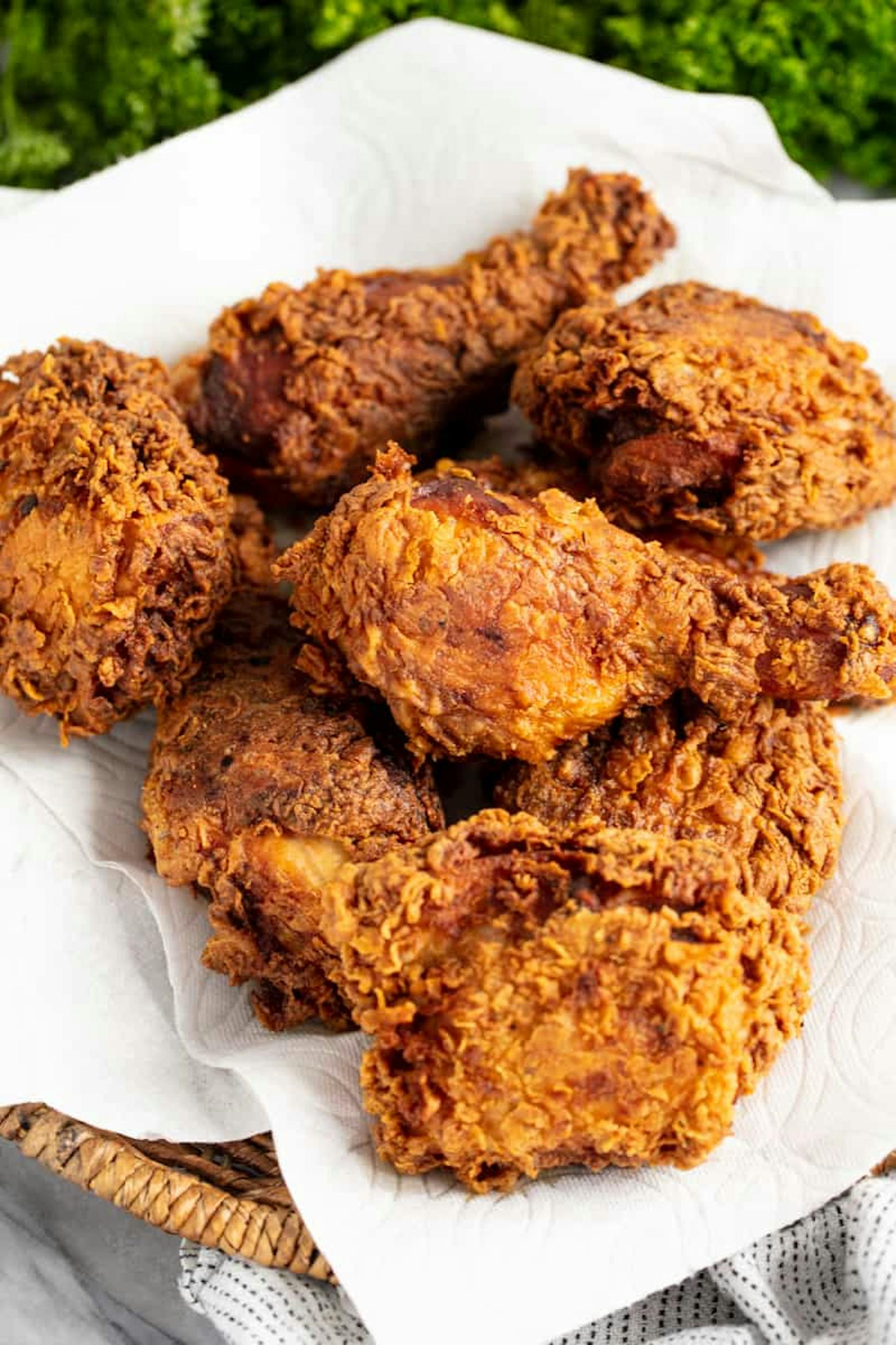 a closeup of fried chicken